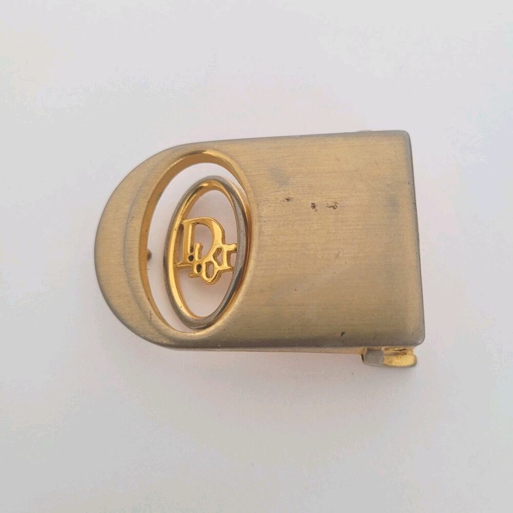 Christian Dior Gold Metal Belt Buckle‎ Logo Slim Vintage Logo